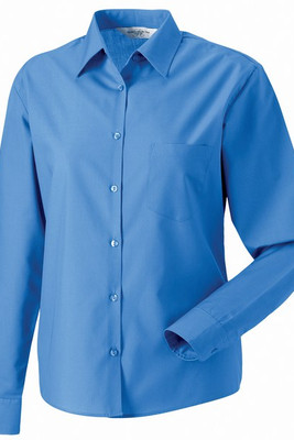 Russell J934F - Langarm Polybaumwolle Popelinebluse