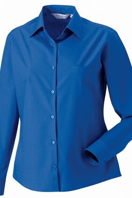 Russell J936F - Langarm reine Baumwolle Popelinebluse