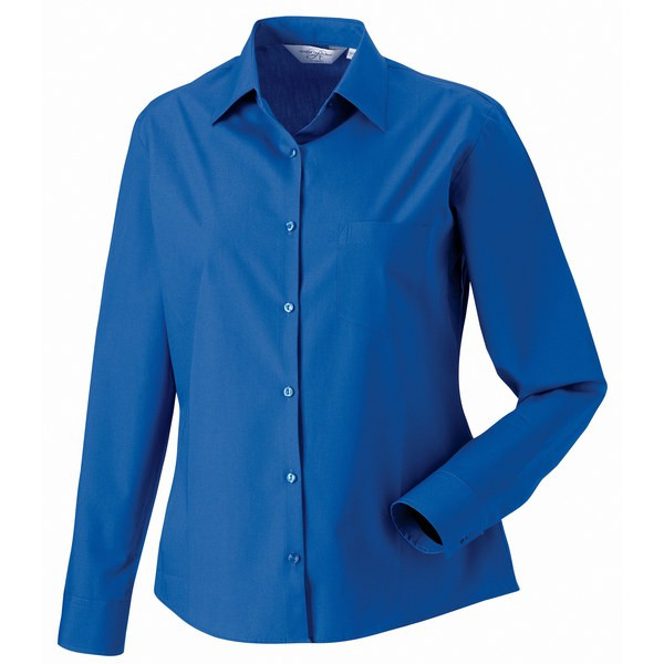 Russell J936F - Langarm reine Baumwolle Popelinebluse
