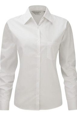Russell Collection J936F - Womens long sleeve pure cotton easycare poplin shirt
