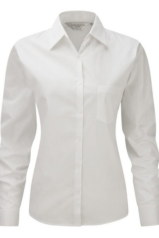 Russell Collection J936F - Womens long sleeve pure cotton easycare poplin shirt