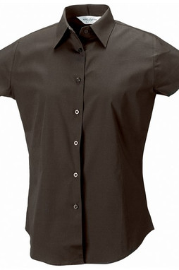 Russell J947F - Cămașă cu mânecă scurtă, ușor de întreținut, cu croială mulată și elastică pentru femei