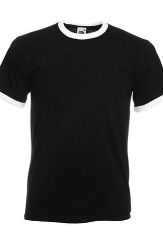 Fruit of the Loom 61-168-0 - Kontrastfarget Ribb T-skjorte i Bomull