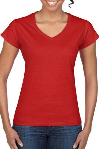 Gildan 64V00L - T-Shirt Femme Col V 100% Coton