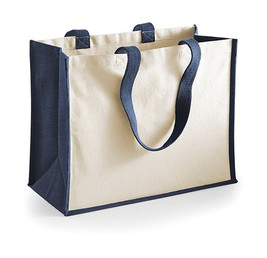 Westford mill W422 - Eco-Friendly Jute Shopper with Canvas Panels