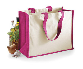 Westford mill W422 - Eco-Friendly Jute Shopper with Canvas Panels
