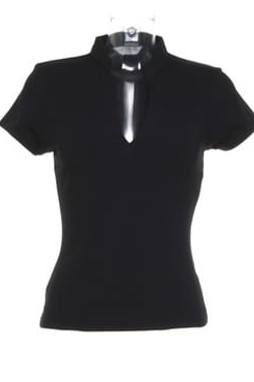 Kustom Kit KK770 - Womens corporate short sleeve top v-neck mandarin collar