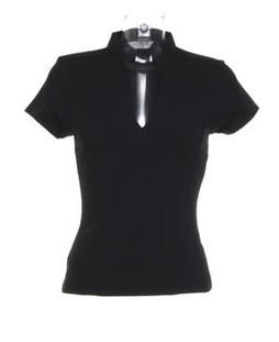 Kustom Kit KK770 - Womens corporate short sleeve top v-neck mandarin collar