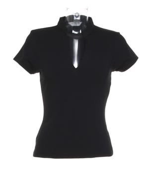 Kustom Kit KK770 - Women's corporate short sleeve top v-neck mandarin collar