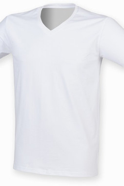 SF Men SF122 - Comfortabel heren T-shirt van stretchmateriaal, met V-hals