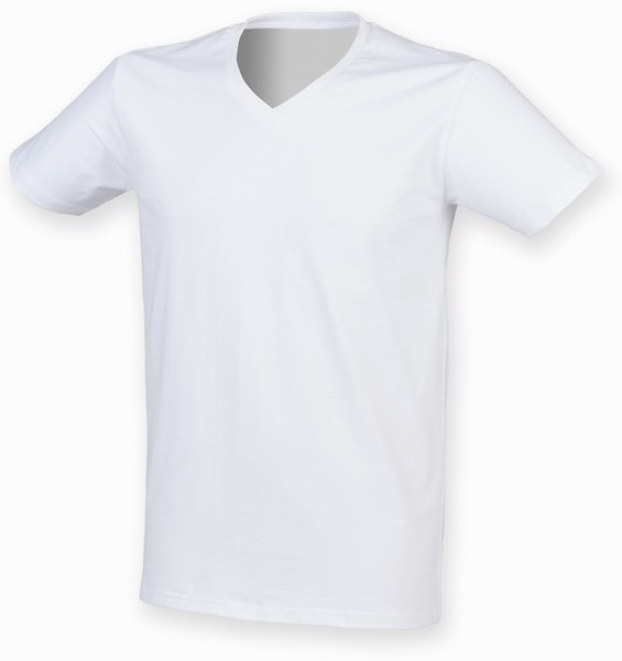 Skinnifit SF122 - Miesten feel good stretch v-neck t-paita