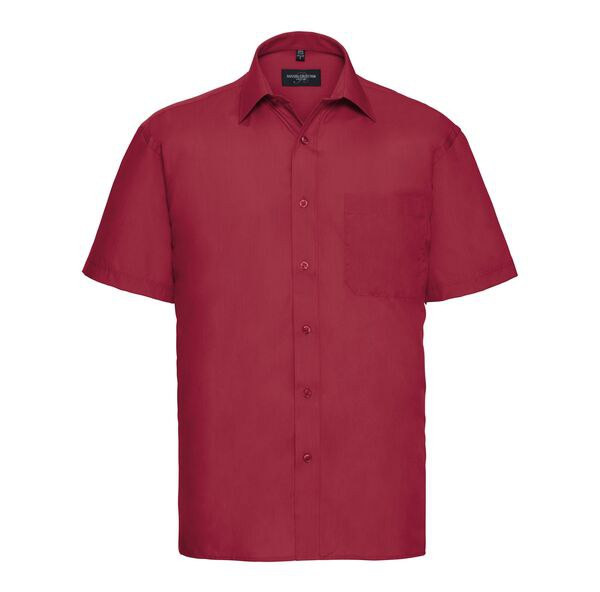 Russell Collection RU935M - Kortærmet Poplin skjorte