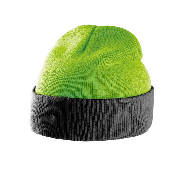 K-up KP514 - BI-COLOUR BEANIE HAT WITH TURN-UP