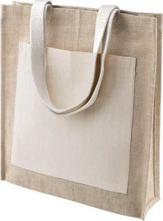Kimood KI0221 - Eco-Friendly Jute Tote with Cotton Pocket