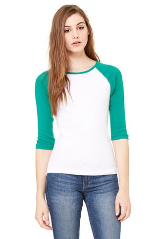 Bella+Canvas 2000 - Ladies Baby Rib Three-Quarter Sleeve Raglan T-Shirt