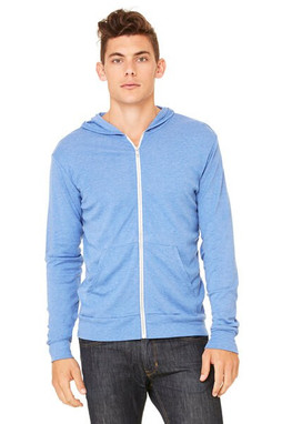 Bella+Canvas 3939 - Triblend Unisex Lightweight Hooded Full-Zip T-Shirt