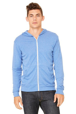 Bella+Canvas 3939 - Triblend Unisex Lightweight Hooded Full-Zip T-Shirt