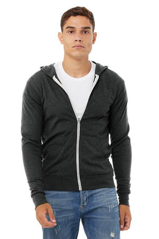 Bella+Canvas 3939 - Triblend Unisex Lightweight Hooded Full-Zip T-Shirt