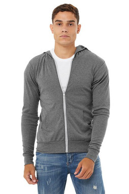 Bella+Canvas 3939 - Triblend Unisex Lightweight Hooded Full-Zip T-Shirt