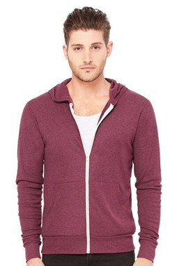 Bella+Canvas 3939 - Triblend Unisex Lightweight Hooded Full-Zip T-Shirt