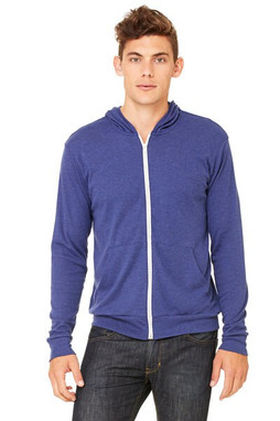 Bella+Canvas 3939 - Triblend Unisex Lightweight Hooded Full-Zip T-Shirt