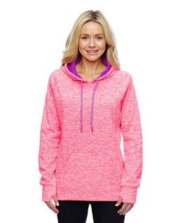 J. America 8616 - Ladies Cosmic Poly Contrast Hooded Pullover Sweatshirt