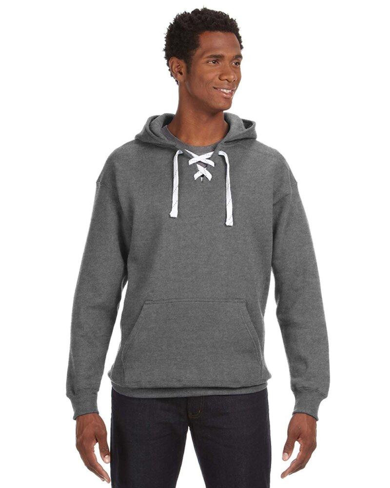 ★AMES-WORLDWIDE★AMERICAN FOOT BALL HOODIE BLACK★正規品 J. America 8830 - Sport Lace Hooded Sweatshirt - Black