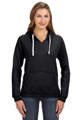 J. America 8836 - Ladies' Sueded V-Neck Hooded Sweatshirt
