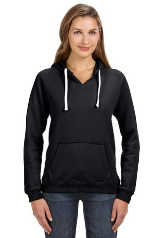 J. America 8836 - Ladies Sueded V-Neck Hooded Sweatshirt