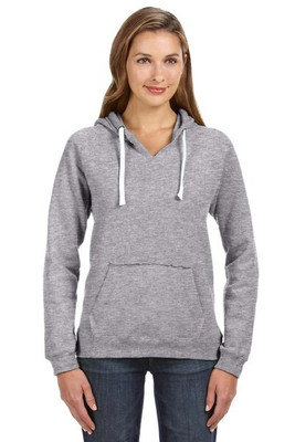 J. America 8836 - Ladies' Sueded V-Neck Hooded Sweatshirt