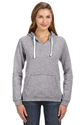 J. America 8836 - Ladies Sueded V-Neck Hooded Sweatshirt