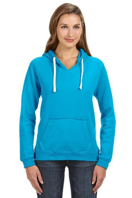 J. America 8836 - Ladies' Sueded V-Neck Hooded Sweatshirt