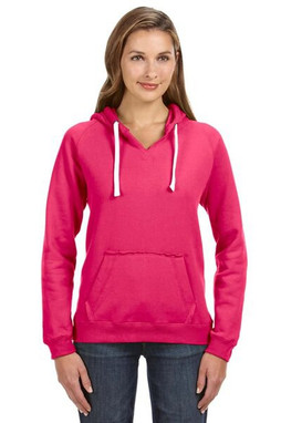 J. America 8836 - Ladies Sueded V-Neck Hooded Sweatshirt