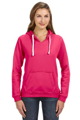 J. America 8836 - Ladies' Sueded V-Neck Hooded Sweatshirt