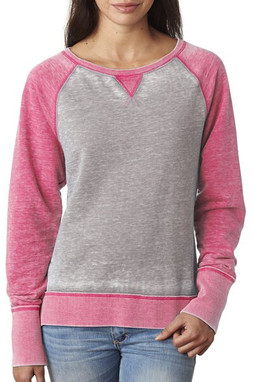 J. America 8927 - Ladies Zen Fleece Raglan Sleeve Crewneck Sweatshirt