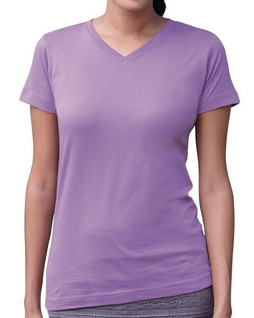 LAT 3507 - Remera fina de jersey con cuello en V
