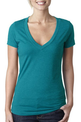 Next Level 6640 - Camiseta Escote Profundo de Algodón y Poliéster