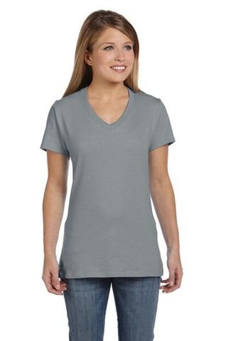 Hanes S04V - Camiseta V-Neck de Algodón para Mujer Hanes Nano-T