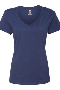 Hanes S04V - Camiseta V-Neck de Algodón para Mujer Hanes Nano-T
