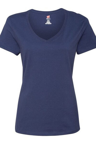Hanes S04V - Camiseta V-Neck de Algodón para Mujer Hanes Nano-T