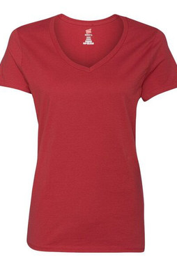 Hanes S04V - Camiseta V-Neck de Algodón para Mujer Hanes Nano-T