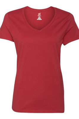 Hanes S04V - Camiseta V-Neck de Algodón para Mujer Hanes Nano-T