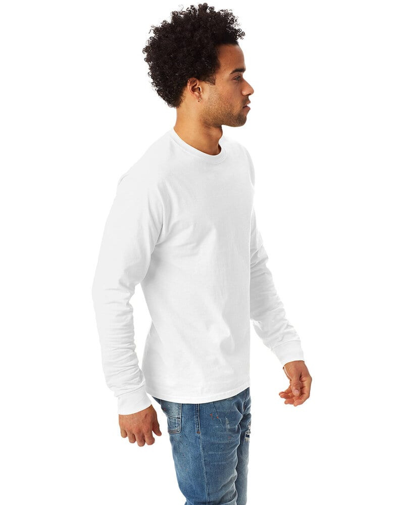 hanes white long sleeve t shirt