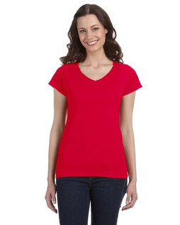 Gildan G64VL - T-shirt Femme Col V Doux et Ajusté en Coton