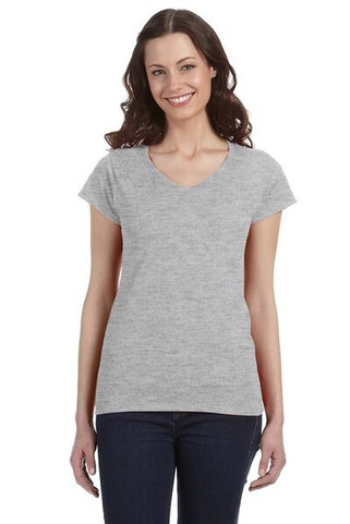Gildan G64VL - T-shirt Femme Col V Doux et Ajusté en Coton
