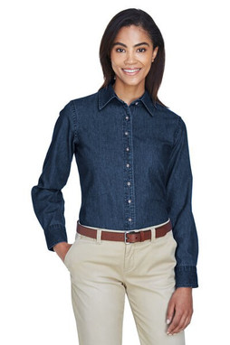 Harriton M550W - Chemise en Denim à Manches Longues pour Femmes