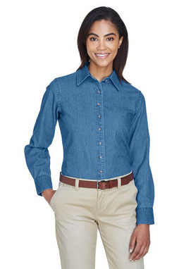 Harriton M550W - Chemise en Denim à Manches Longues pour Femmes