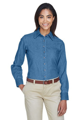 Harriton M550W - Ladies 6.5 oz. Long-Sleeve Denim Shirt