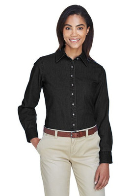 Harriton M550W - Ladies 6.5 oz. Long-Sleeve Denim Shirt