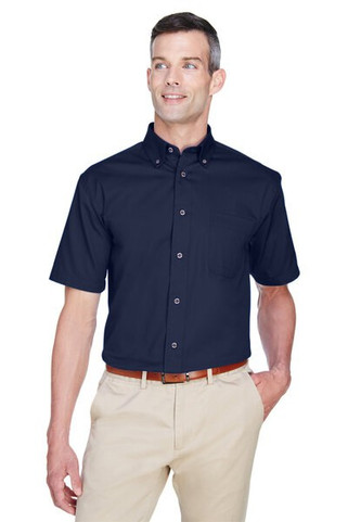 Harriton M500S - Mens Easy Blend Short-Sleeve Twill Shirt with Stain-Release